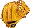 ZETT Ground Hero Youth Baseball Softball Mitt for True Yellow x Oak Brown BJC762622 Catcher's Left-Handed Throwers, (5436)