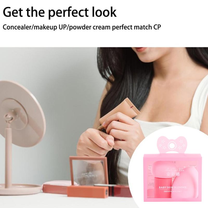 2Pcs/Set Boxed Mushroom Head Puff Makeup Sponge Air Cushion Beauty Handle Cosmetic Egg Dry And Wet Dual-Use Super