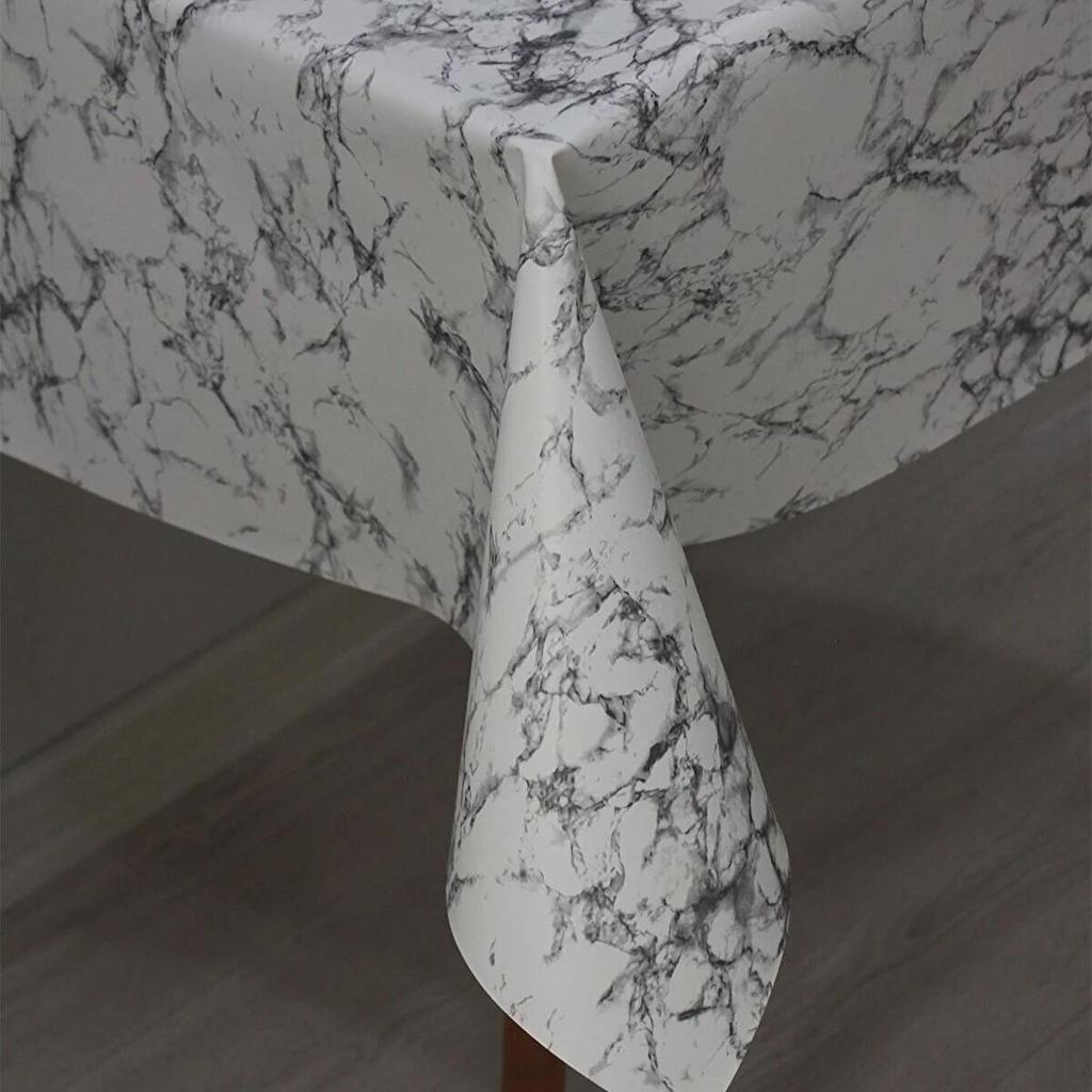 Выровнянный волокном Wipeable мрамор скатерти клеенки Pvc серый