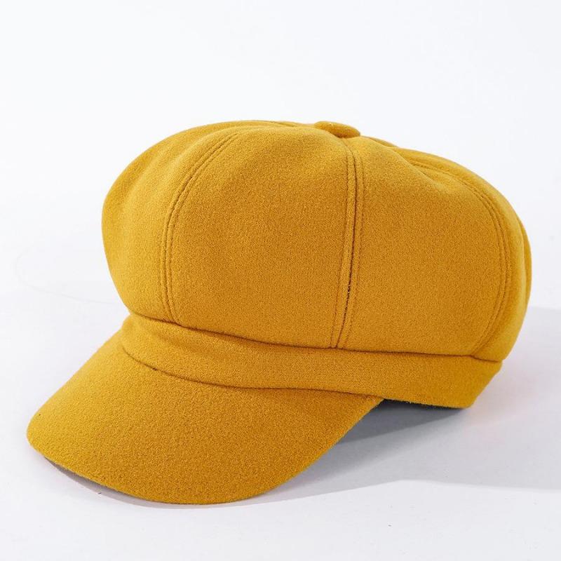 New Autumn Winter Hats for Women Solid Plain Octagonal Ladies Casual Winter Beret Fashionable Warm Retro Artist Hat