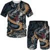 Chinese Style Dragon 3D Print Men's Tees/Shorts/Sets Japanese Samurai Outfit Fashion Male Streetwear Clothing Suit