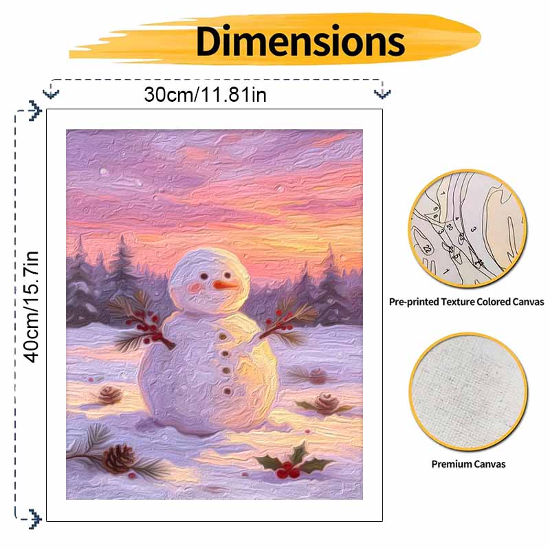 Christmas Snowman Sunset Forest Pine Cone Digital Oil Painting Art Kit Hand Painting Home Decoration Painting