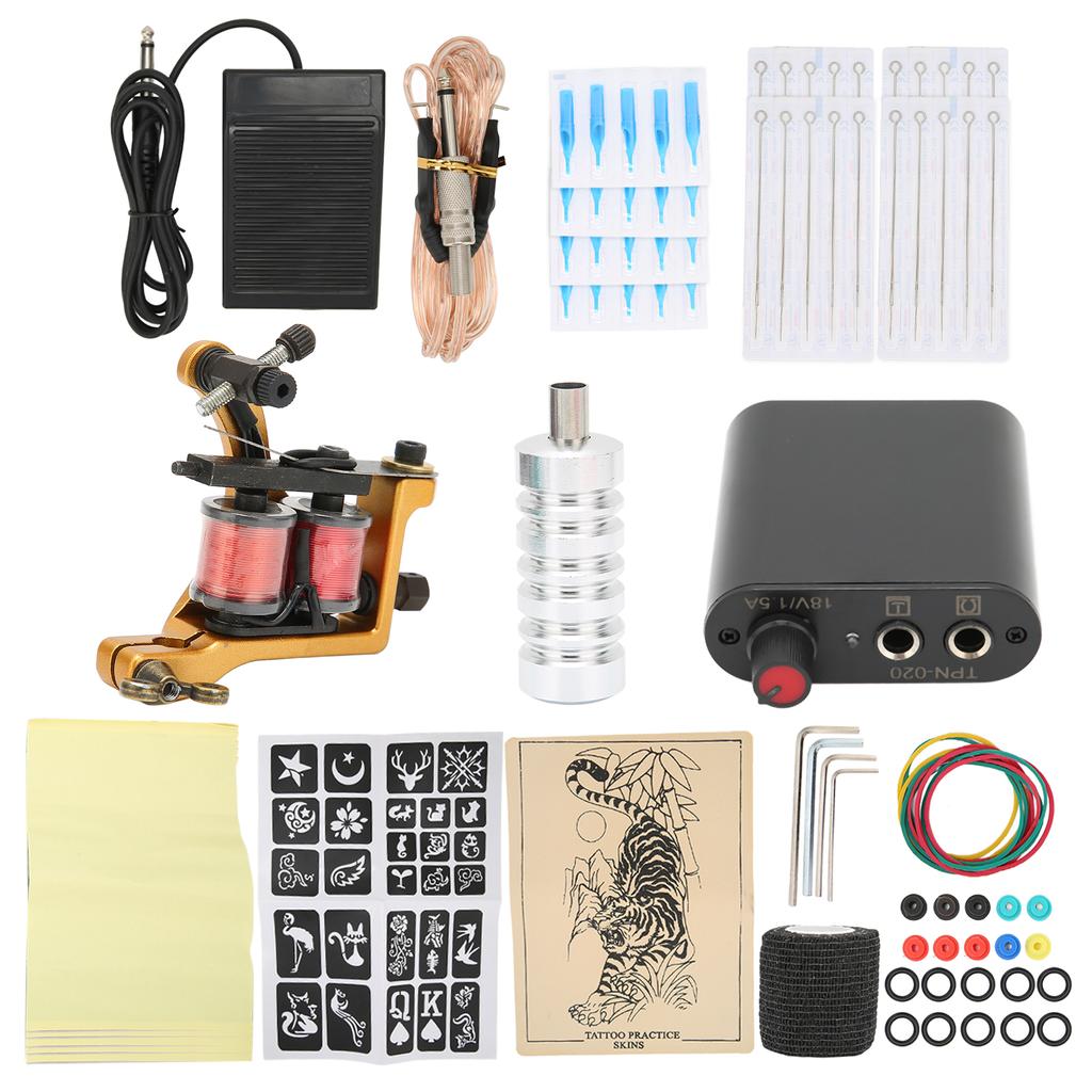 Professional Tattoo Kit Tattoo Power Supply Practice Skin Elastic Band Set for Beginners 90‑265VUS