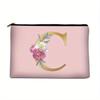 Flower  Letter Print Zipper Storage Bag  Lightweight Versatile Pouch Trendy Clutch Bag