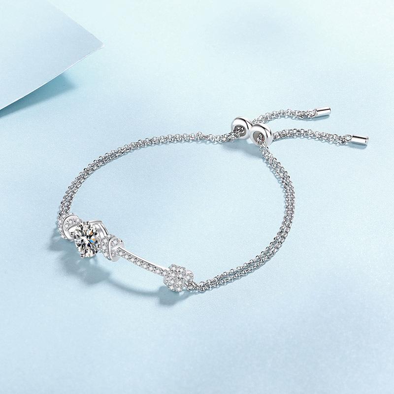 High Quality S925 Sterling Silver Platinum Plated Moissanite Bracelet for Women 2023 New Niche Design Popular Gift