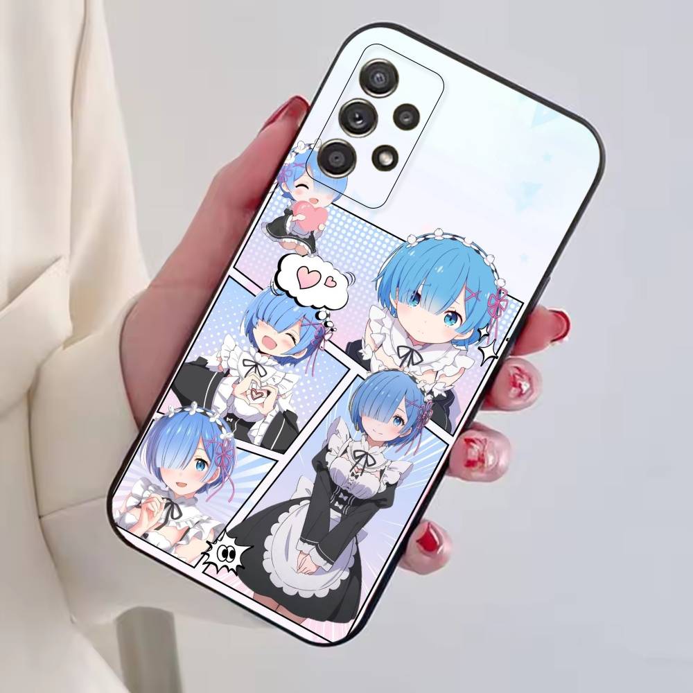Чехол для телефона Rem Anime Girl Re Zero для Samsung S25, S24, S21, S22, S23, S30, Ultra, S20, Plus, Fe, Lite, Note, 10, Черный чехол