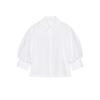 Summer New Product Women's Clothes Minimalist Style Cotton Blended Poplin Puffy Short Sleeve Lapel Shirt Tops 2731082