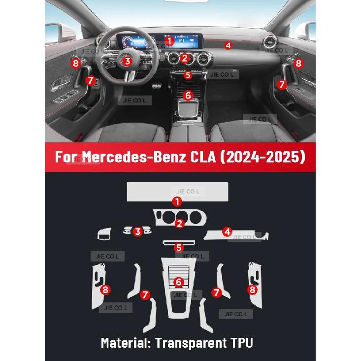 Anti-scratch Car Interior Center Console Media Dashboard Navigation TPU Protector Film For Mercedes Benz CLA 2024 2025