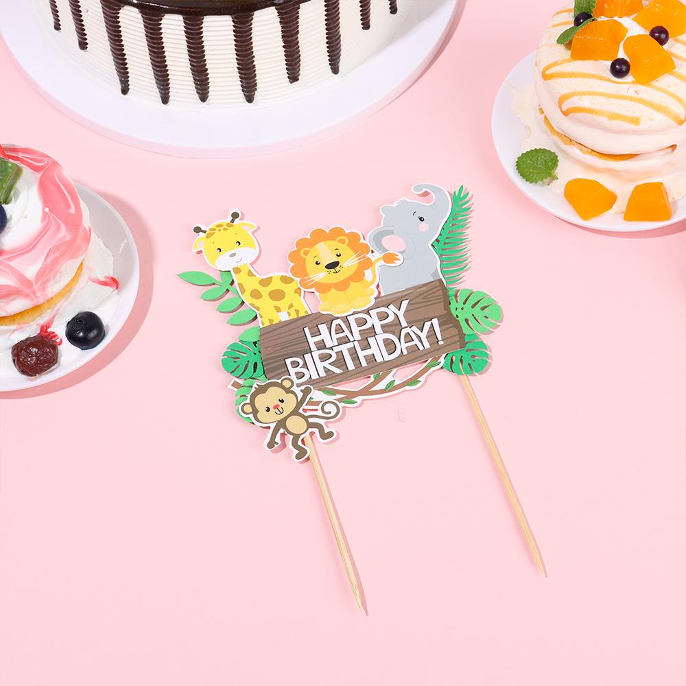 Тема С Днем Рождения Украшения для торта Выбор торта Животные джунглей Украшения для торта на день рождения
