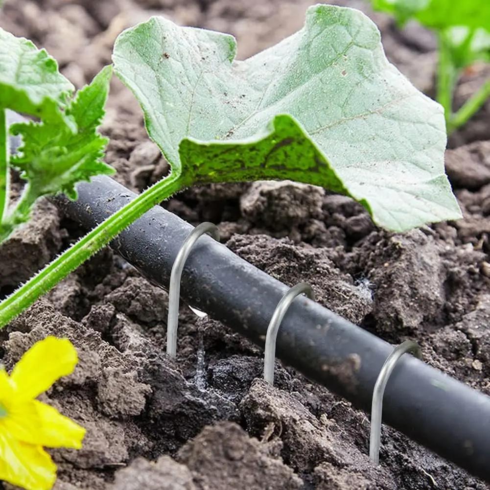 Садовые скобы U-типа, прочные колья для заборных труб, штыри для дерна, оцинкованные садовые шипы для удержания газонов, гвозди для ограждения земли