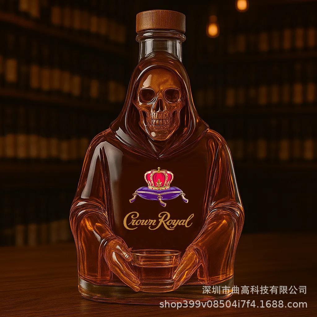Funny French Bulldog Whiskey Bottle, Humor Novelty Decanter, Creative Gift, 250ml Clear Glass