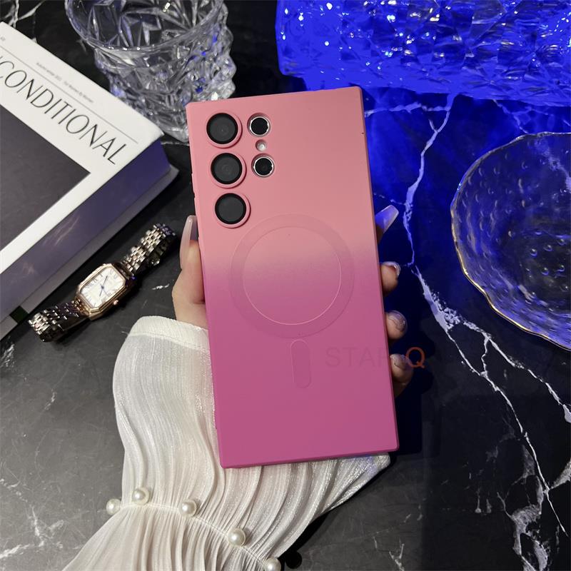 S 24 23 22 Note 20 Магнитный беспроводной зарядный чехол для Samsung Galaxy S23 S22 S24 S21 S20 Ultra Fe Plus 5g градиентный силиконовый чехол