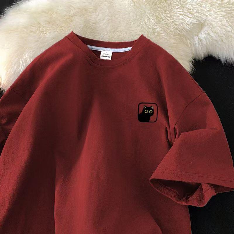 Футболка из хлопка с коротким рукавом, женская, свободная, модная, со средним рукавом, летняя, винтажная футболка