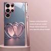 Розово-золотой чехол для телефона с сердечками и розовым стеклом для Samsung Galaxy S26 S25 S24 S23 S22 FE Ultra Plus, противоударная задняя крышка
