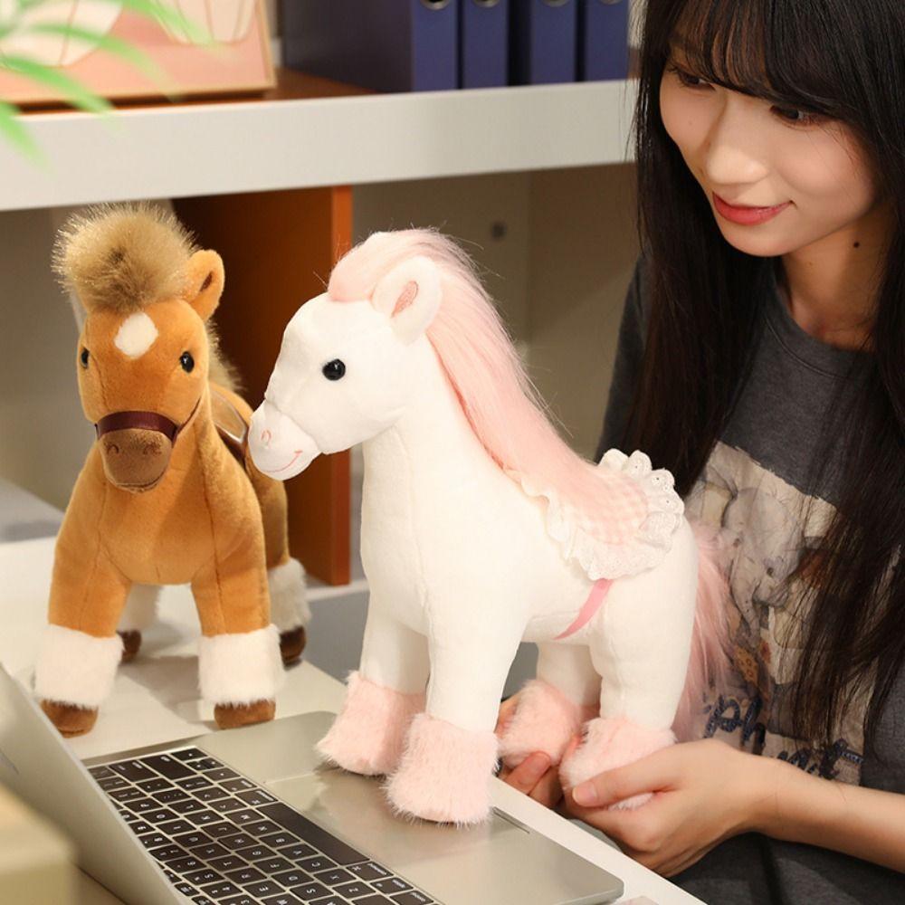 Soft Horse Plush Doll Toys Cute Zodiac Pony Figurine Unique Plush Racing Horse Horse Ornament