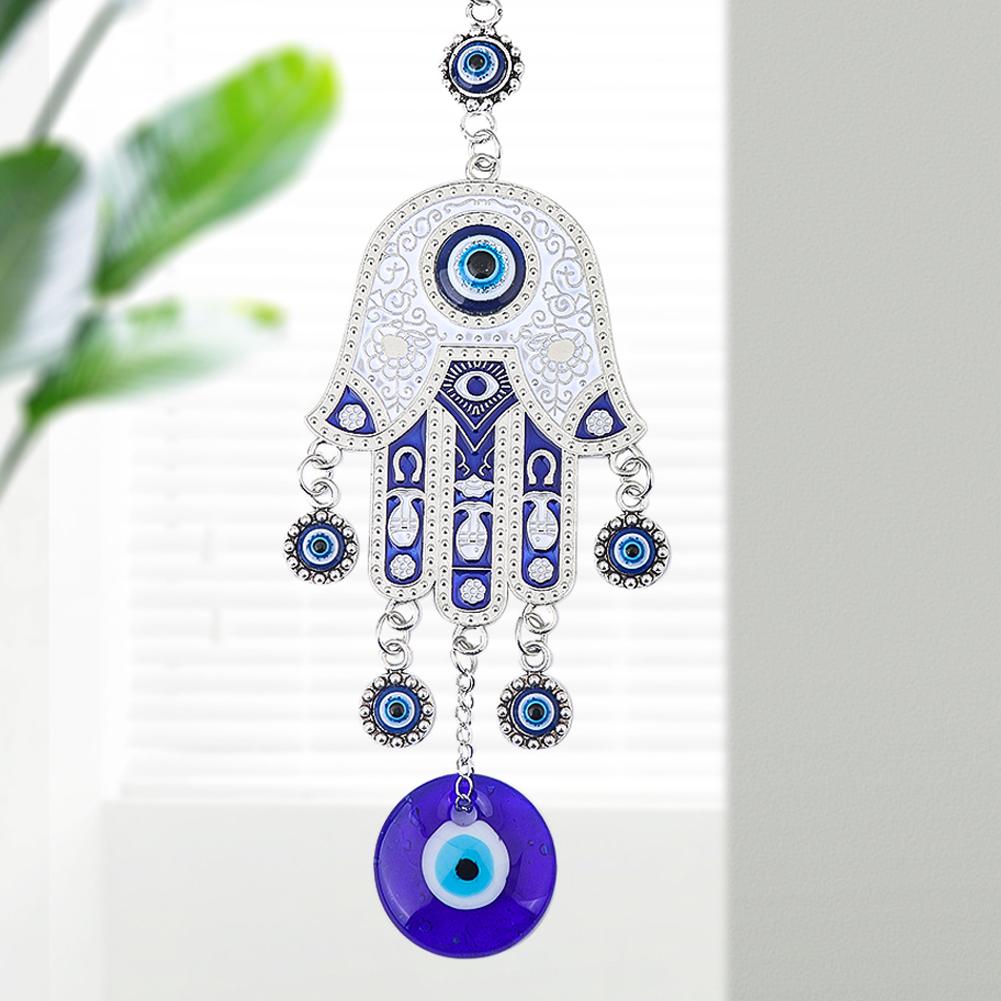 Blue Evil Eye Wall Hanging Hamsa Fatima Wind Chimes Lucky Amulet Blessing Protection Meditation Yoga Healing Pendant Home Decor