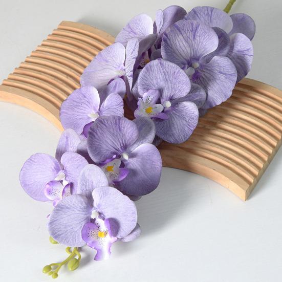 Искусственные Цветы Фаленопсис 100 см Длинный Стебель Реалистичные На Ощупь Искусственная Ветка Орхидеи с 9 Головками Полностью Расцветшие для Вазы Дома Свадебной Вечеринки Центральный Элемент