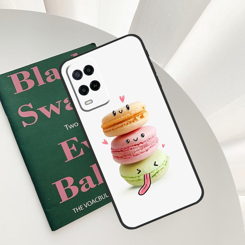 Macarons Cake Dessert Cute Case For Oppo A58 A78 A98 A15 A16 A17 A52 A72 A76 A96 A54 A74 A94 A57 A77 A54S A57S Cover