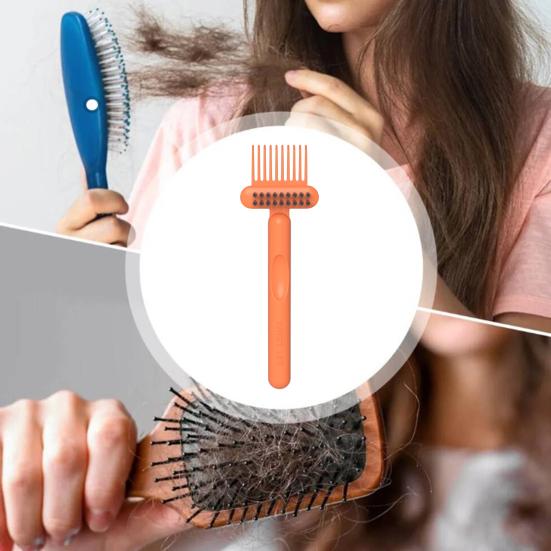 2Pcs 2 in 1 Hair Brush Cleaning Tool with Ergonomic Handle Double-Sided Comb Cleaner High-strength Comb Cleaner Hair Tangle Remover Tool