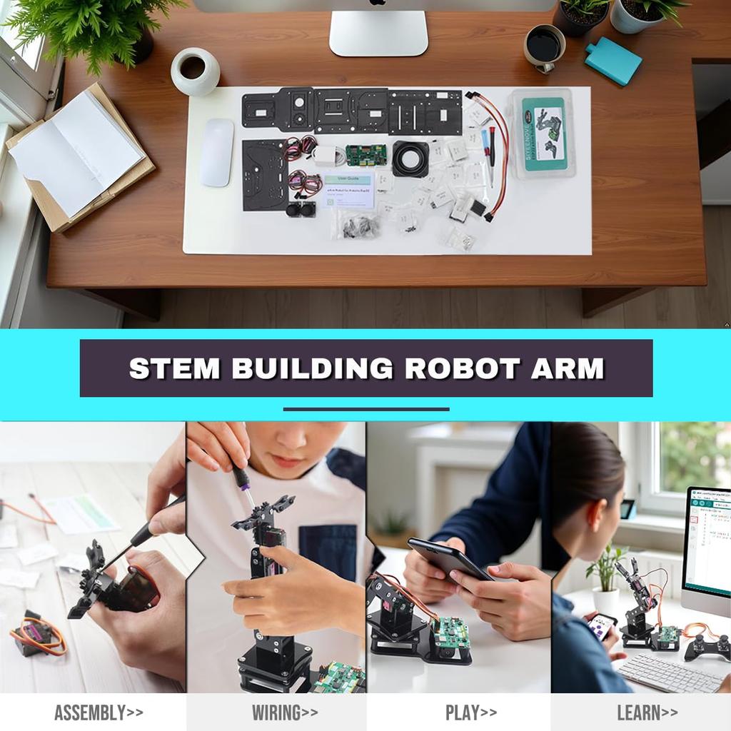 SIYEENOVE ESP32 Роботизированная рука Комплект для Arduino MicroPython с японской PDF-инструкцией Роботизированная рука Джойстик и Веб-приложение Портативная 4DF Образовательный Настольный