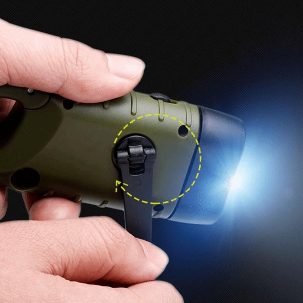 Solar Powered Charging Torch Hand Crank Outdoor Camping Flashlight Saving Space for Backpack