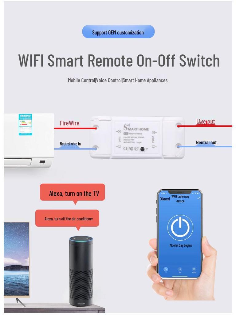 Граффити WiFi Умный Мини Выключатель Вкл/Выкл с Голосовым Управлением