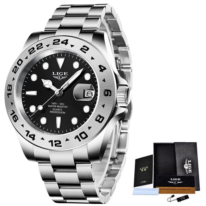 LIGE Man Wrist Watches for Men Stainless Steel Luxury Mens Watch Business Waterproof Date Clock Male Watches Relogios Masculinos