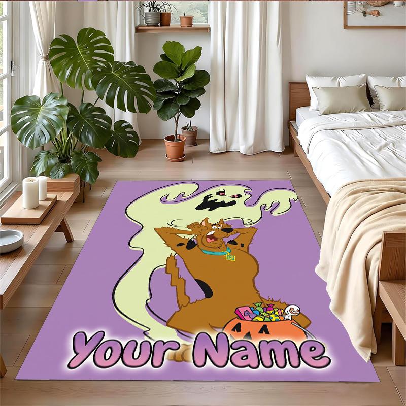 Crystal Velvet Rug Custom Name Text, Soft Non Slip Floor Mat Home DecorScooby-Doo