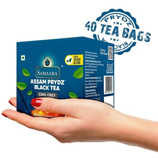 Samaara Prydz Assam Black Tea Bags | Earl Grey Flavour CTC Powder | 40 Bags Pack of 3