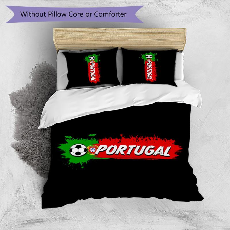 Portugal Pattern Printed 3PCS Bedding Set Soft Skin-Friendly Washable Duvet Cover & Pillowcases Set All Season Bedroom