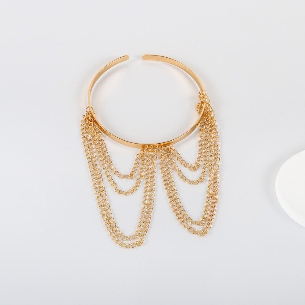 Gold Color Arm Bangles Open Adjustable Chain Pendant Bangle Party Accessories