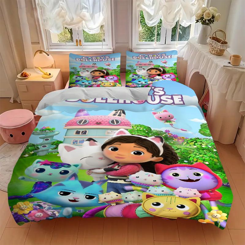 Dreamy Dollhouse Adventure Print 3Pcs Bedding Setduvet Cover With 2 Bedropillowcase Home Birthday Gift