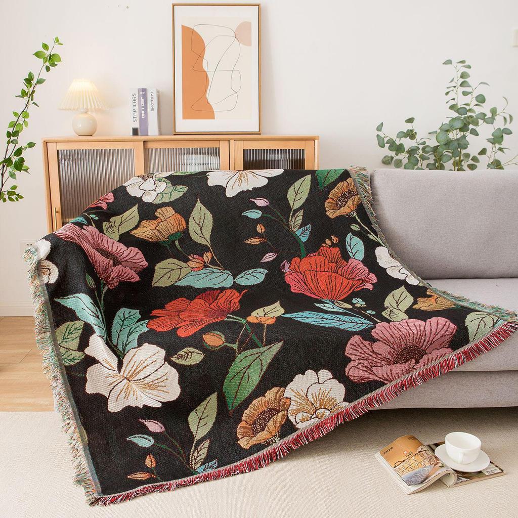 American Country Floral Sofa Blanket - Outdoor Camping & Leisure Cover