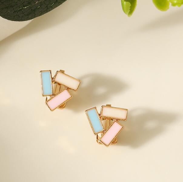 Зажим для ушей без пирсинга, эмалированные серьги, простые модные накладные серьги для женщин