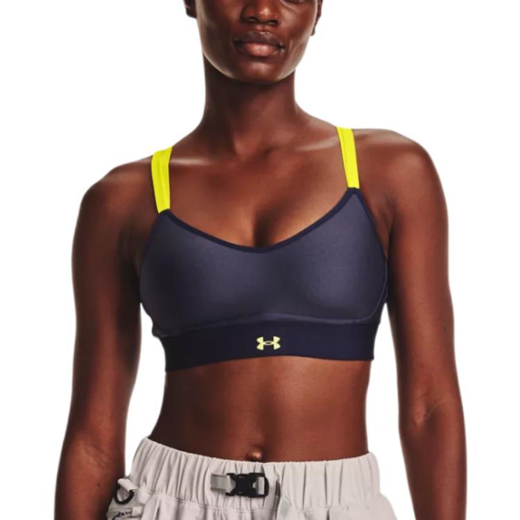 Under Armour Спортивный бюстгальтер с принтом логотипа Infinity для спорта с низкой ударной нагрузкой Женское нижнее белье Стальной-Фиолетовый 1373861-558