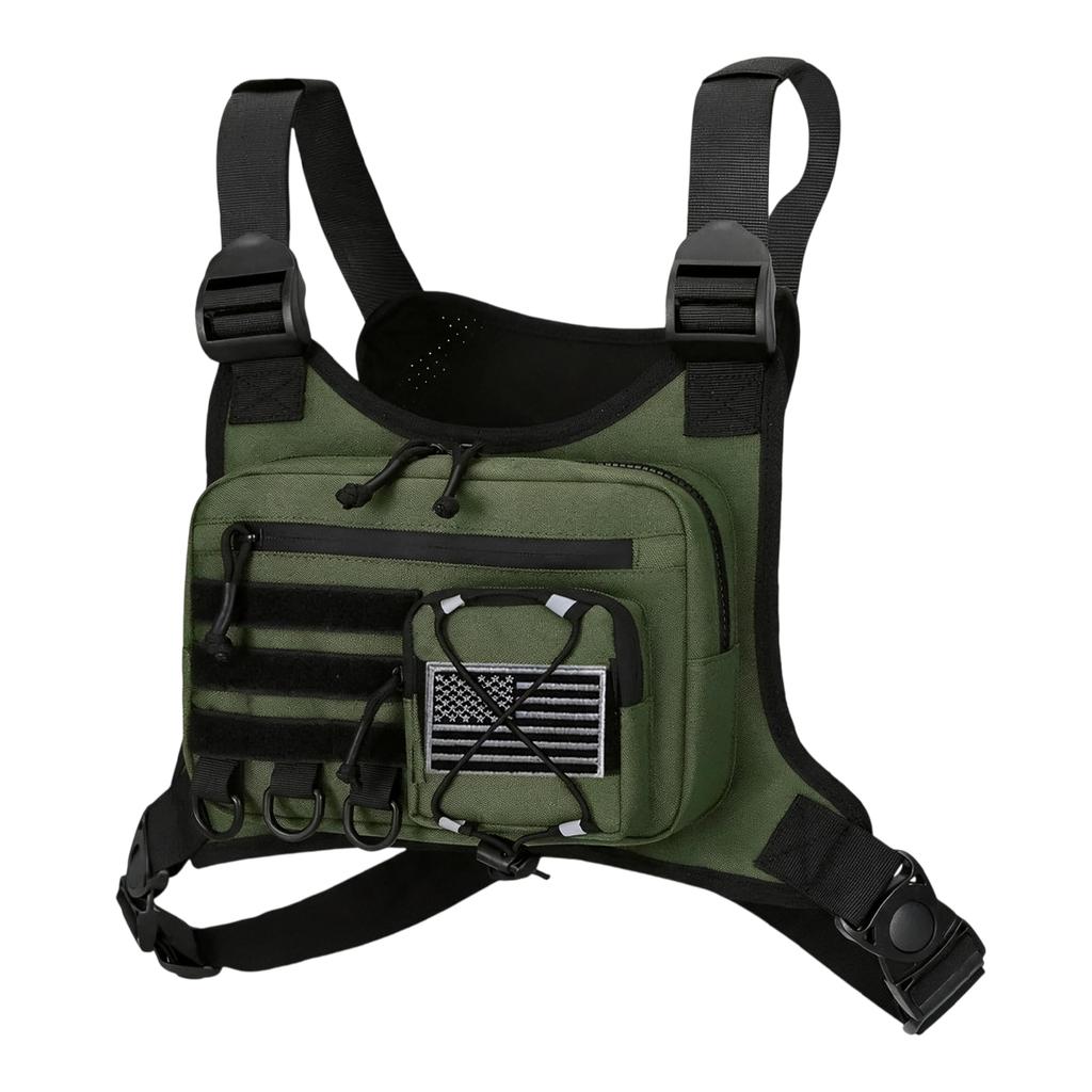 Men Chest Rig Vest Bag Outdoor Hiking Running Waterproof Adjustable Nylon Modular