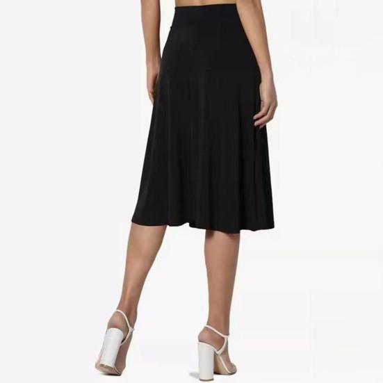 Юбка женская Yousheng длиной до колена, летняя повседневная юбка-трапеция с высокой талией, расклешенная, эластичная, простая юбка-миди с отворотом