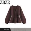 Za Autumn and Winter New Arrivals Women's Clothing Zr European and American Style Fashionable Versatile Knitted Jacket with Belt 9598252 717