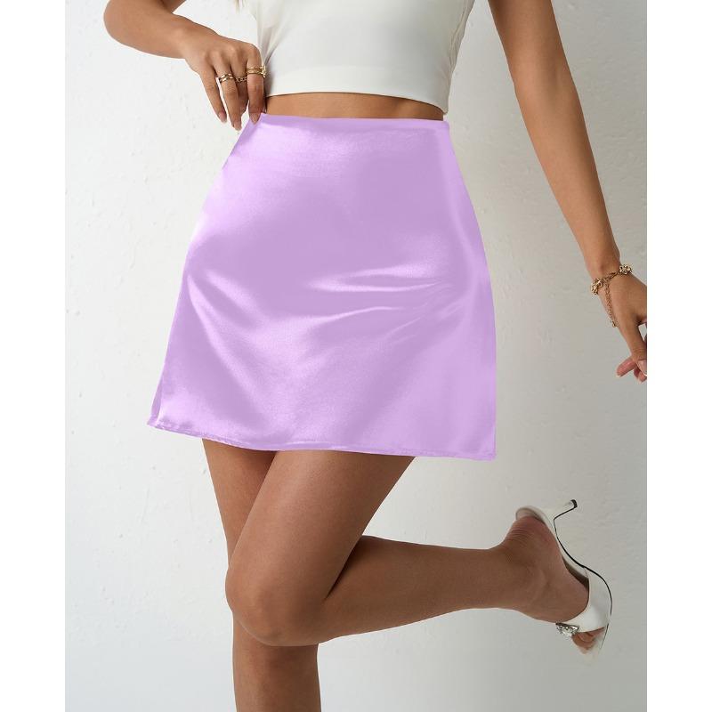 Женская атласная юбка весна-лето Юбка-трапеция Плиссированная юбка Высокая талия