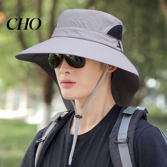 Large Brim Sun Hat Mountaineering with Adjustable Windproof Rope Breathable Mesh Wide Hiking UV Protection Fishing for Outdoor Sports Camping