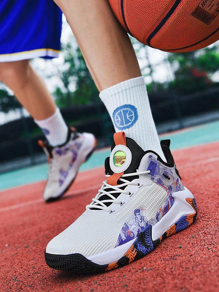 Модные мужские баскетбольные кроссовки для спортивной площадки, нескользящие, для спорта на открытом воздухе, мужские дышащие кроссовки для тренировок, студентов, оригинальные баскетбольные кроссовки
