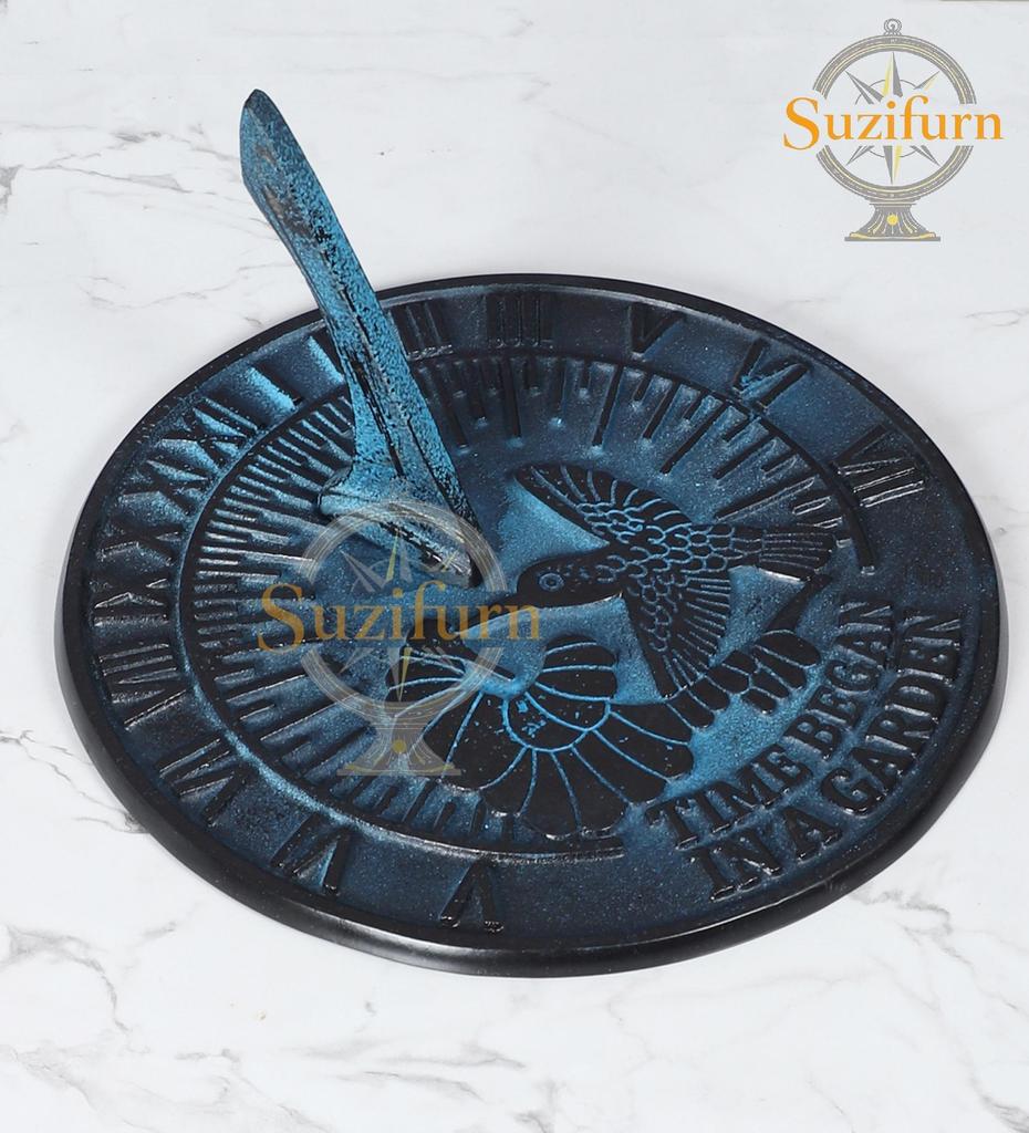 Hummingbird Garden Sundial, Cast Iron with Verdigris Finish