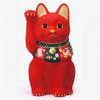Yakushigama Maneki Neko (Red, Large) Fukuzukushi (with Good Luck Sticker)