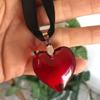 Ожерелье Сердце из Стекла Черная Тканевая Цепь Ключица Чокер Подарок на Годовщину