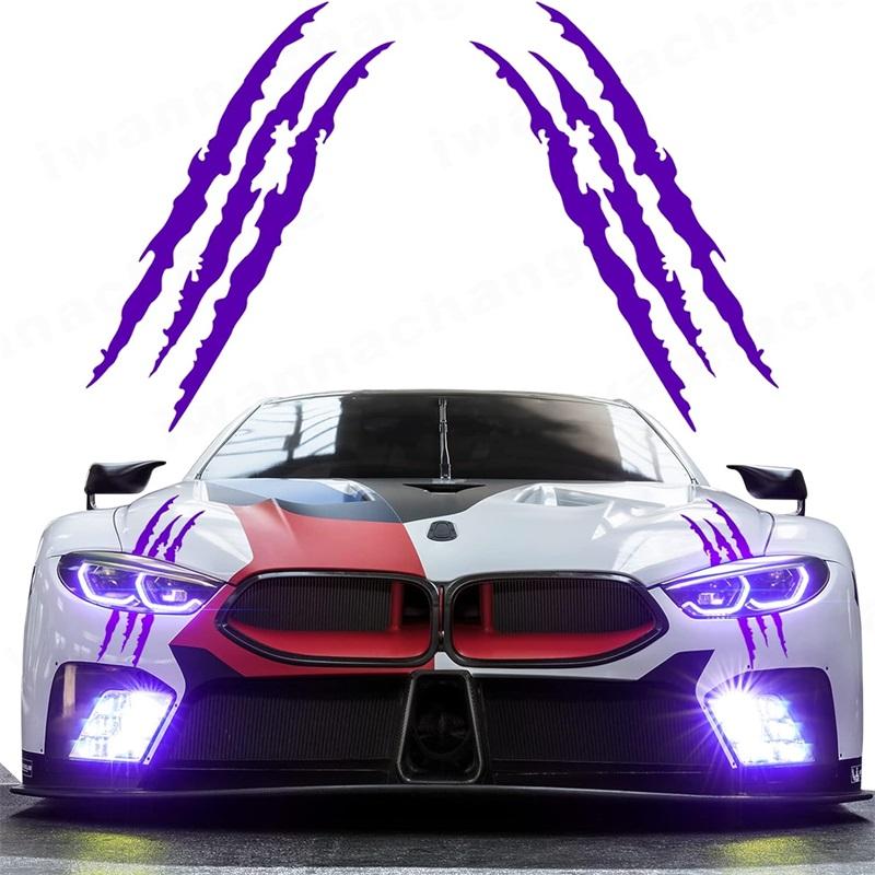 2pcs Monster Claw Markings Car Headlights Stickers,stripe Scratches,decals,vinyl Suitable for Sports,pickup Trucks,motorcycles