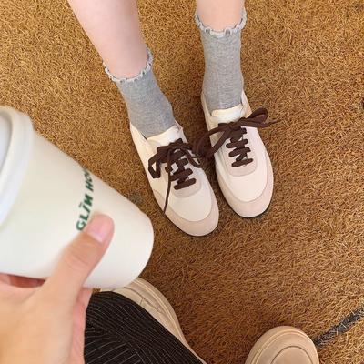 Та же виноградная мать новая супермягкая восковая сращенная шнуровка универсальные туфли на низком каблуке маленькие белые туфли круглый носок спортивная и повседневная обувь кеды