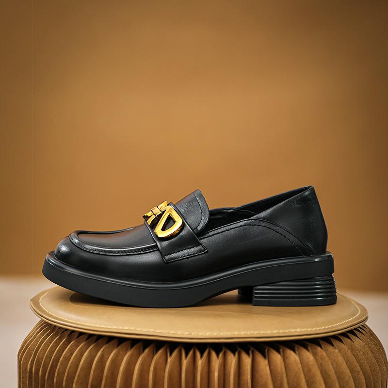 Маленькие кожаные туфли в британском стиле, ретро-туфли Мэри Джейн, однотонные туфли с пряжкой в одно слово, на плоской подошве, женские туфли из натуральной кожи
