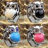 Women Girl Shiny Owl Case Stainless Steel Elastic Finger Ring Watch