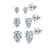 HTKE16 316 Stainless Steel Pear Shaped Cubic Zirconia Stud Earrings Multi Sizes Sparkle Ear Jewelry for Women Non Tarnish
