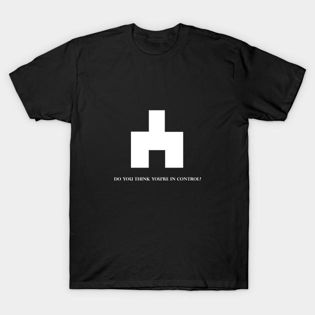 Asian Size Men Black Print T-shirt Black Mirror Bandersnatch- White Bear Symbol No-Cut Heat Transfer Print Cotton Tshirt